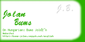 jolan bums business card